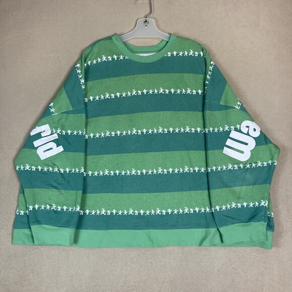 Disney Other - Disney World Sweatshirt Mens 3X Green Mickey and Friends Striped Spirit‎ Jersey